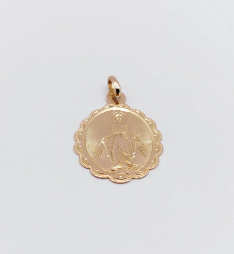 Pendentif Médaille religieuse victorienne or rose Vierge Marie (circa 1890) 58 Facettes A06018