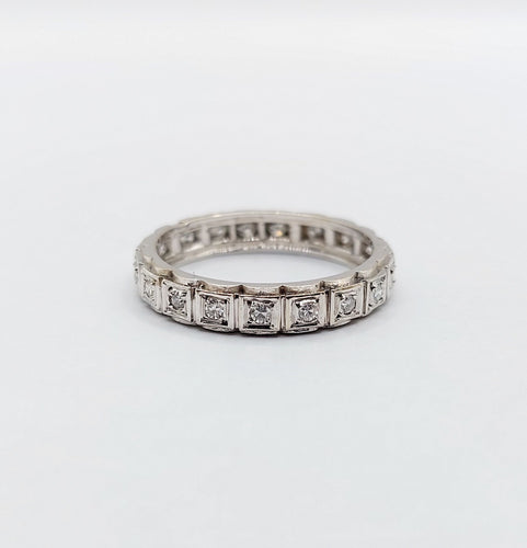 Bague 52 Alliance américaine or blanc 18k ornée de 0,38 carats de diamants taillés en brillants 58 Facettes A05015