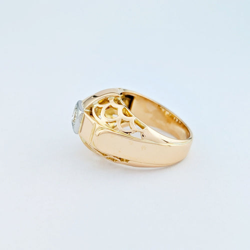Bague 56 Bague tank ajourée en or jaune et diamant 58 Facettes 33016