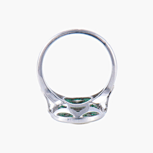 Bague 52 Bague style Art Déco Diamants Emeraudes 58 Facettes
