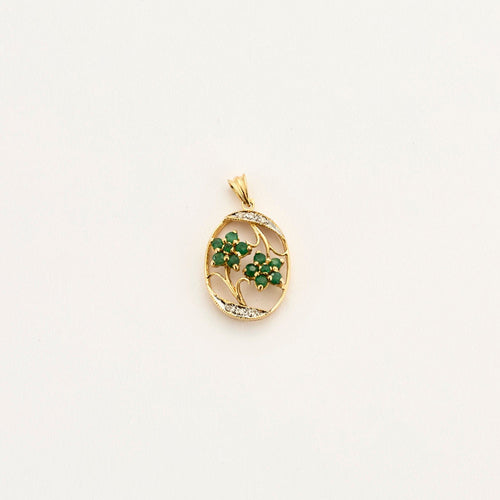 Pendentif Pendentif Fleur or jaune et blanc émeraudes et diamants 58 Facettes LP949/BET