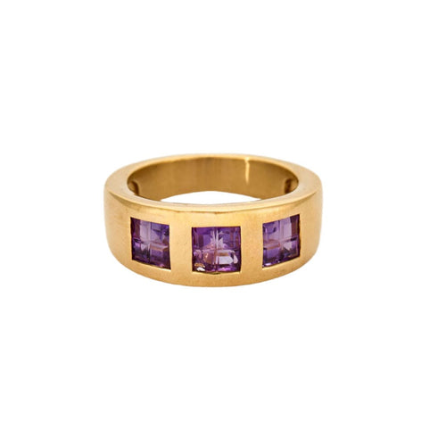 Bague 54 Bague jonc or jaune et améthyste 58 Facettes CHAL01992