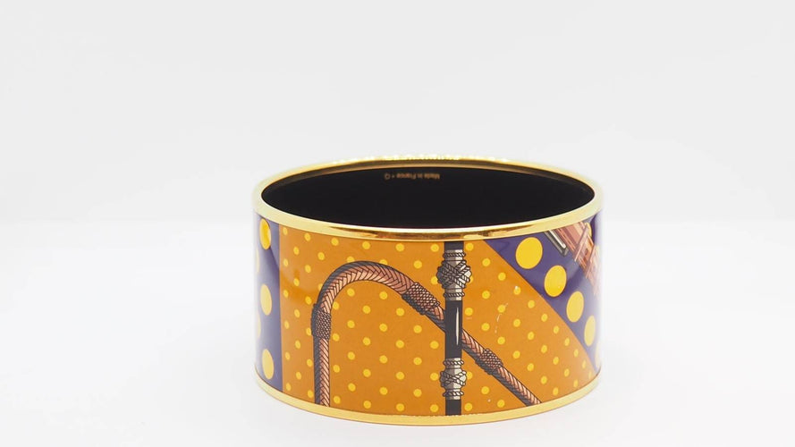Bracelet Bracelet manchette en métal doré émaillé Hermès - Ref 30195 58 Facettes