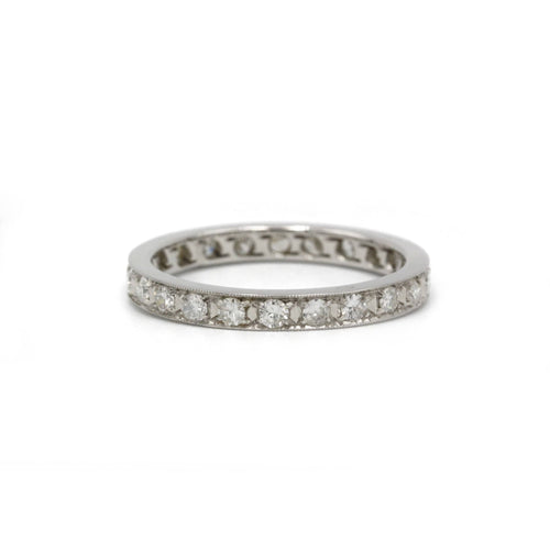 Bague 61 Alliance - Or blanc diamants 58 Facettes 220417R