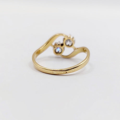 Bague 56 Bague toi et moi antique or 18k diamants et monture tourbillon (circa 1900) 58 Facettes A06310