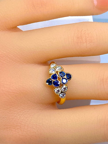 Bague 51 Mauboussin - Bague en or jaune 18 carats et saphirs et diamants 58 Facettes AB670