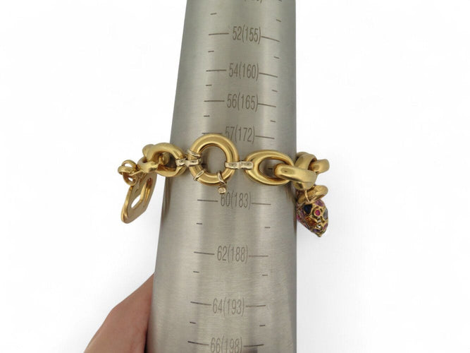 Bracelet bracelet gourmette breloques coeur zodiac t18 or jaune 18k 90.5gr charms 58 Facettes 270131