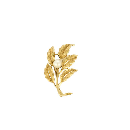 Broche Broche en or jaune et perle blanche 58 Facettes COL31414