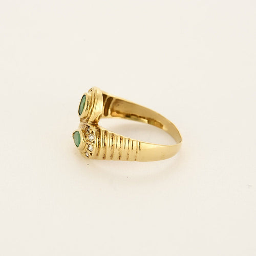 Bague 49 Bague Toi & Moi  en or jaune, émeraudes et diamants 58 Facettes PER01984