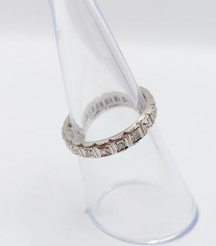 Bague 52 Alliance américaine or blanc 18k ornée de 0,38 carats de diamants taillés en brillants 58 Facettes A05015