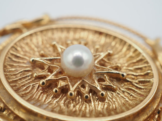 Pendentif Porte photo or 18k perle fine 58 Facettes