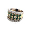 Anello fascia anni 70' oro giallo con smeraldi e diamanti 58 Facettes