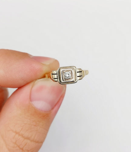 Bague 49.5 Bague Art Déco or deux tons, diamant 58 Facettes A05340