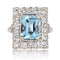 Bague 52 Bague aigue-marine rectangulaire et diamants 58 Facettes 22-223