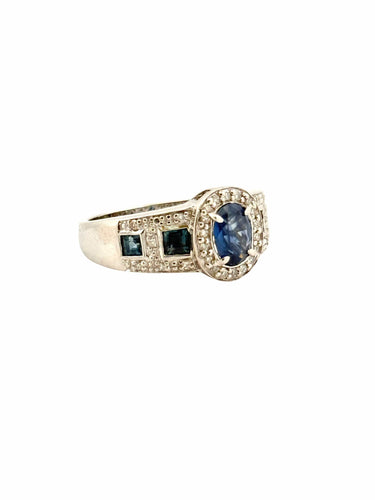 Bague 56 Bague en or blanc saphir et diamants 58 Facettes