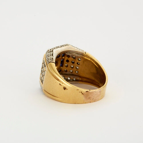 Bague 62 Chevalière Or jaune et Blanc 58 Facettes LP454/12