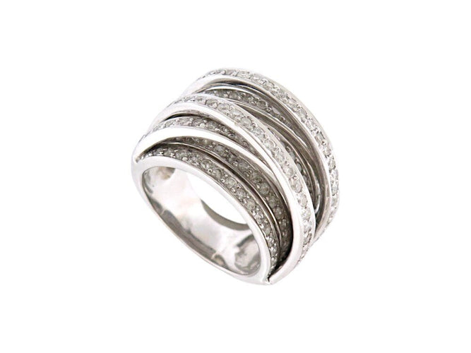 Bague 55 bague 5 rangs & 4 liens croises t55 en or blanc 18k 20gr 180 diamants 2.5ct 58 Facettes 268938