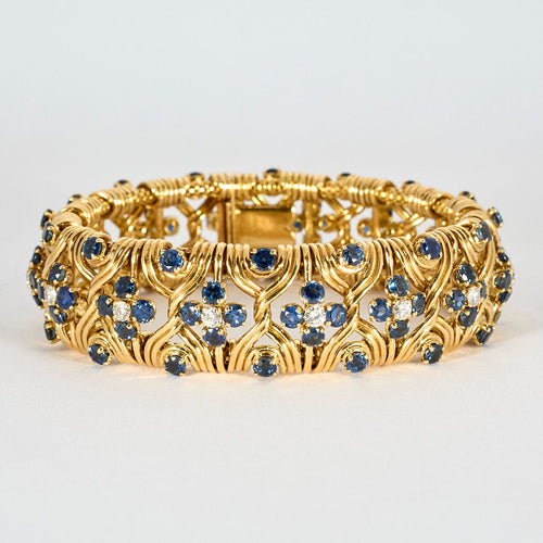 Bracelet Bracelet souple or jaune, saphirs et diamants 58 Facettes 240723