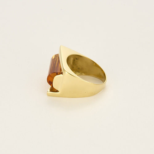 Bague 53 Bague en or jaune et citrine 58 Facettes SQU3784X4