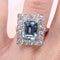 Bague 52 Bague aigue-marine rectangulaire et diamants 58 Facettes 22-223