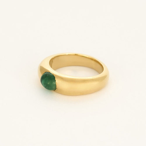 Bague 56 Bague jonc en or jaune et émeraude 58 Facettes GU284