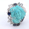 Bague 59 Bague sculptée en saphir, diamant et turquoise 58 Facettes