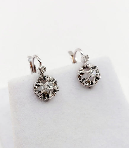 Dormeuses or blanc, diamants taille rose (circa 1900) 58 Facettes A05977