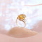 Bague 56.5 Bague Citrine Ambrée en solitaire Or Jaune 18 K 58 Facettes AA 1681
