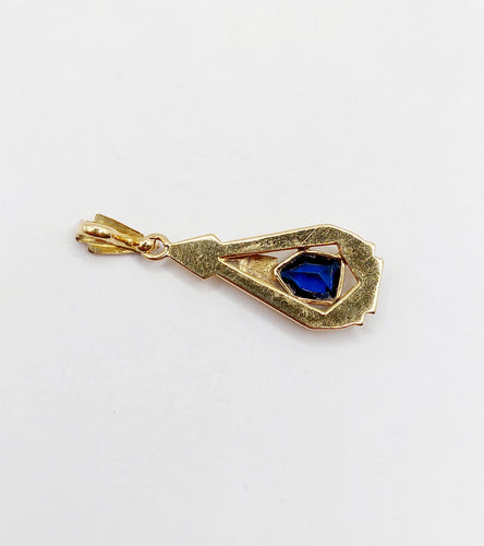 Pendentif Pendentif Art Déco or jaune et verre bleu (circa 1930) 58 Facettes A05640