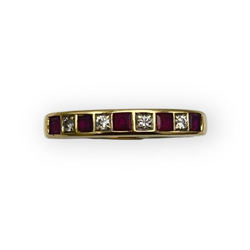 Bague Bague Art déco en or jaune 750/1000 et diamants rubis 58 Facettes 149065527