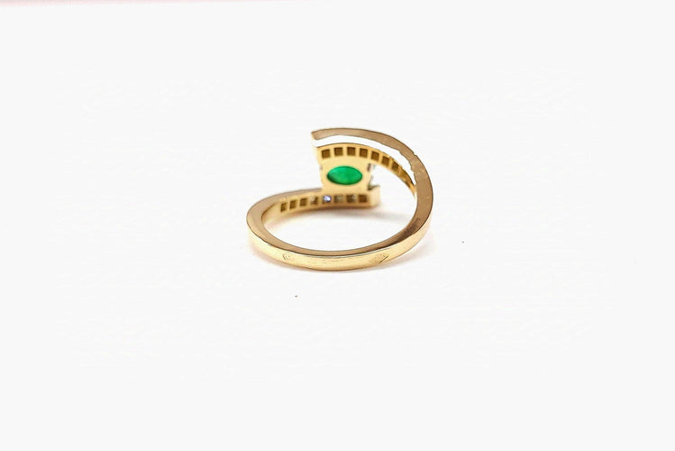 54 Bague or jaune émeraude et diamants 58 Facettes Bag cx em-FA.49