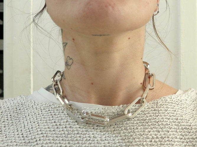 Collier collier DINH VAN chaine a maillons xl en argent massif 925 114gr 58 Facettes 266218