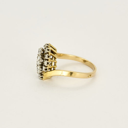 Bague 57 Bague mouvementée en or jaune, platine et diamants 58 Facettes FON2416