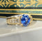 Bague 54 Bague en or jaune et blanc 18K saphir et diamants 58 Facettes