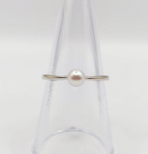 Bague 56.5 Bague Art Déco or blanc ornée d'une perle 58 Facettes A05394
