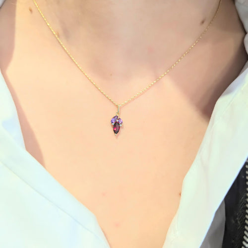 Collier Collier or jaune, diamants, améthyste, grenat 58 Facettes 30462