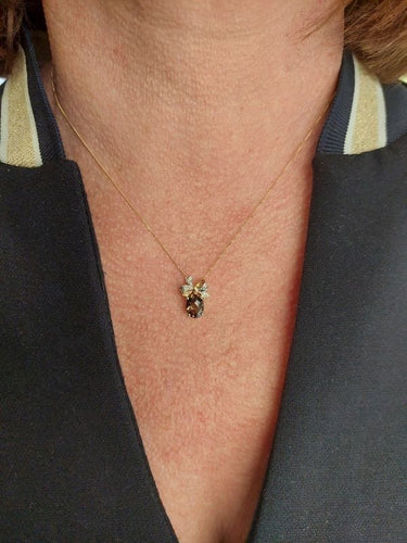 Collier COLLIER QUARTZ FUMÉ ET DIAMANTS 58 Facettes 078421