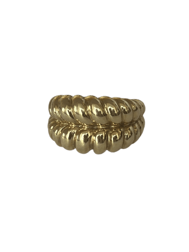 Bague 51 Bague Double Jonc Godronné Or Jaune 58 Facettes LOT 6298