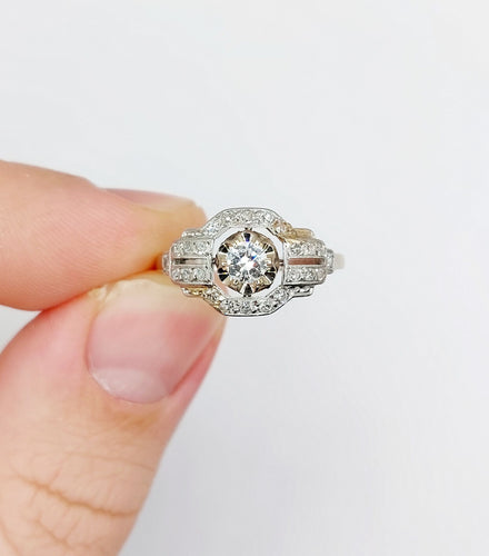Bague 55 Bague tank Art déco en platine et diamant 0,25 carat (circa 1920) 58 Facettes A06508