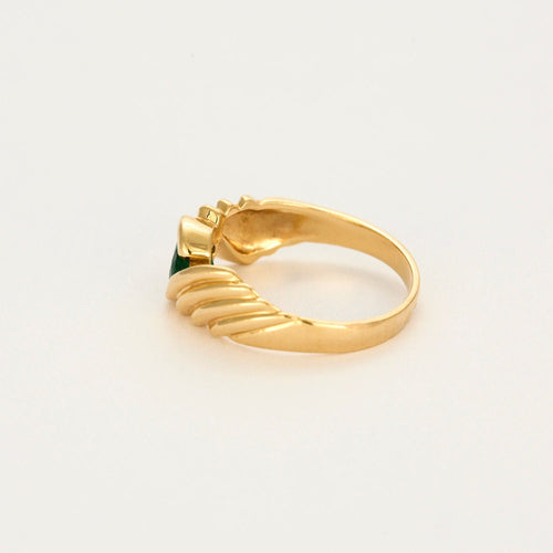 Bague 52 Bague bandeau or jaune, émeraude 58 Facettes GU220