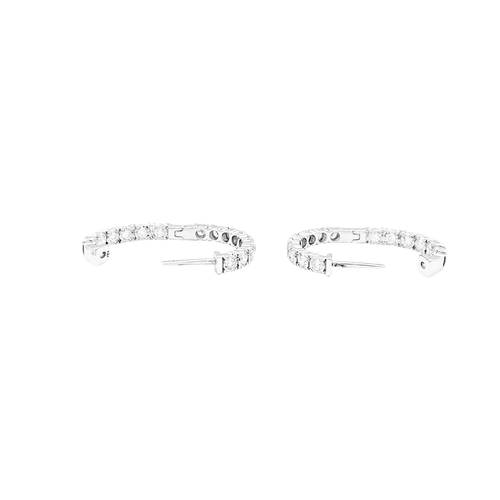 Boucles d'oreilles Paire de petites créoles en or blanc et diamants. 58 Facettes 34484