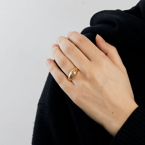 Bague 59 Bague jonc or jaune et diamant 58 Facettes SPEV 14
