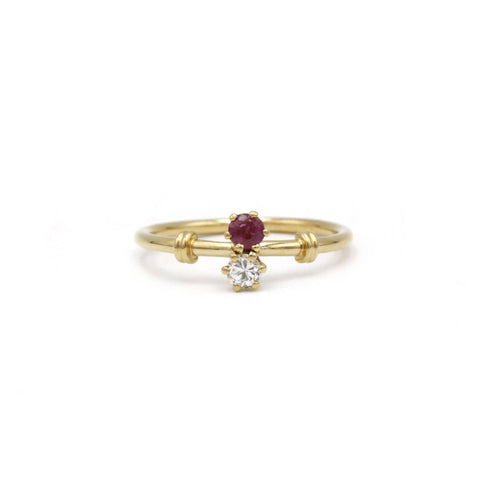 Bague 54 Bague or, diamant et rubis 58 Facettes 240148R