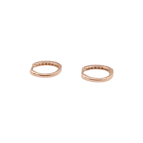 Boucles d'oreilles Paire de petites créoles en or rose, diamants. 58 Facettes 34291