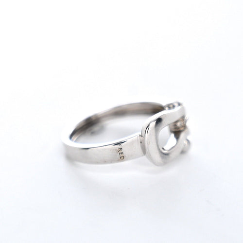 Bague 49 FRED - Bague Force 10 Ruban mini or blanc et diamant 58 Facettes 92678