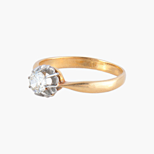 Bague 55 Bague Solitaire ancien or jaune et platine 58 Facettes 443