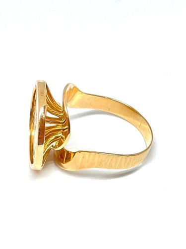 Bague 63 Bague en or jaune 18 carats sertie d'une piéce de 10 Francs Coq en 900/1000 58 Facettes