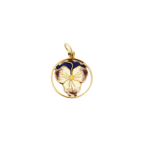 Pendentif Pendentif or jaune et émail à décor de pensée 58 Facettes SMA0076