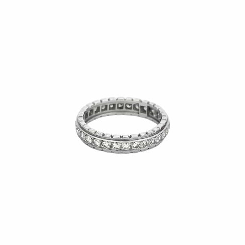 Bague 56 Alliance américaine en platine et diamants 58 Facettes DAX0011