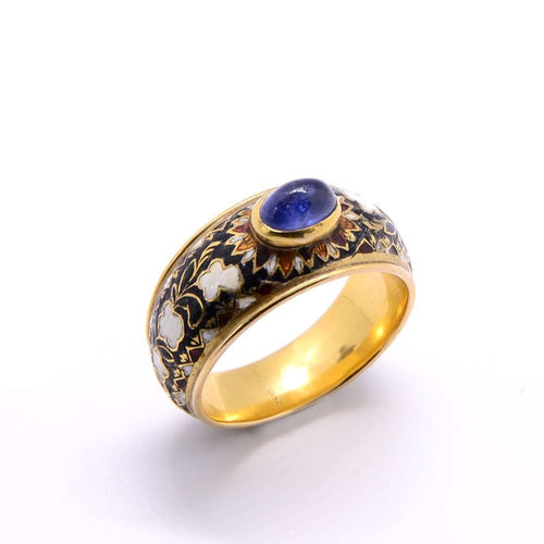Bague 65.5 Bague d’homme indienne, or jaune et saphir 58 Facettes 174